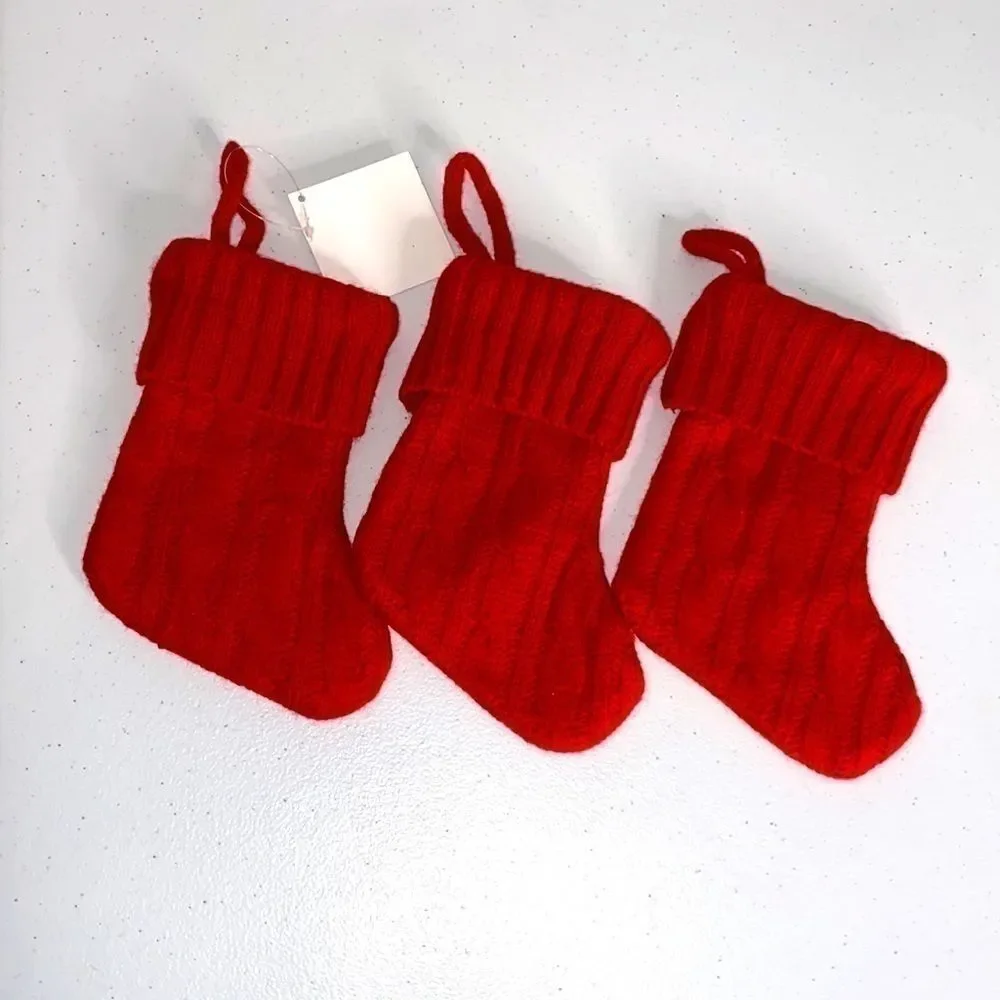 Lot of 3 NEW Red Mini Stockings